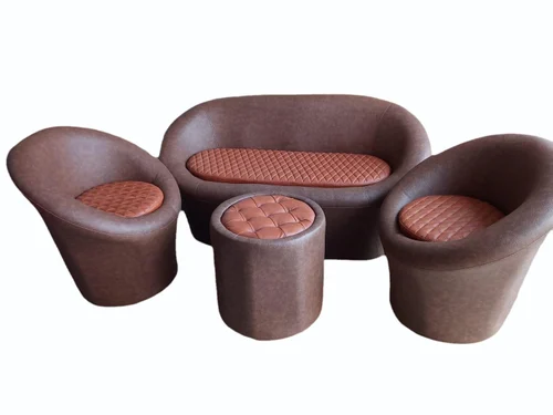 Brown 4 Seater Leather Sofa Set - Image 2